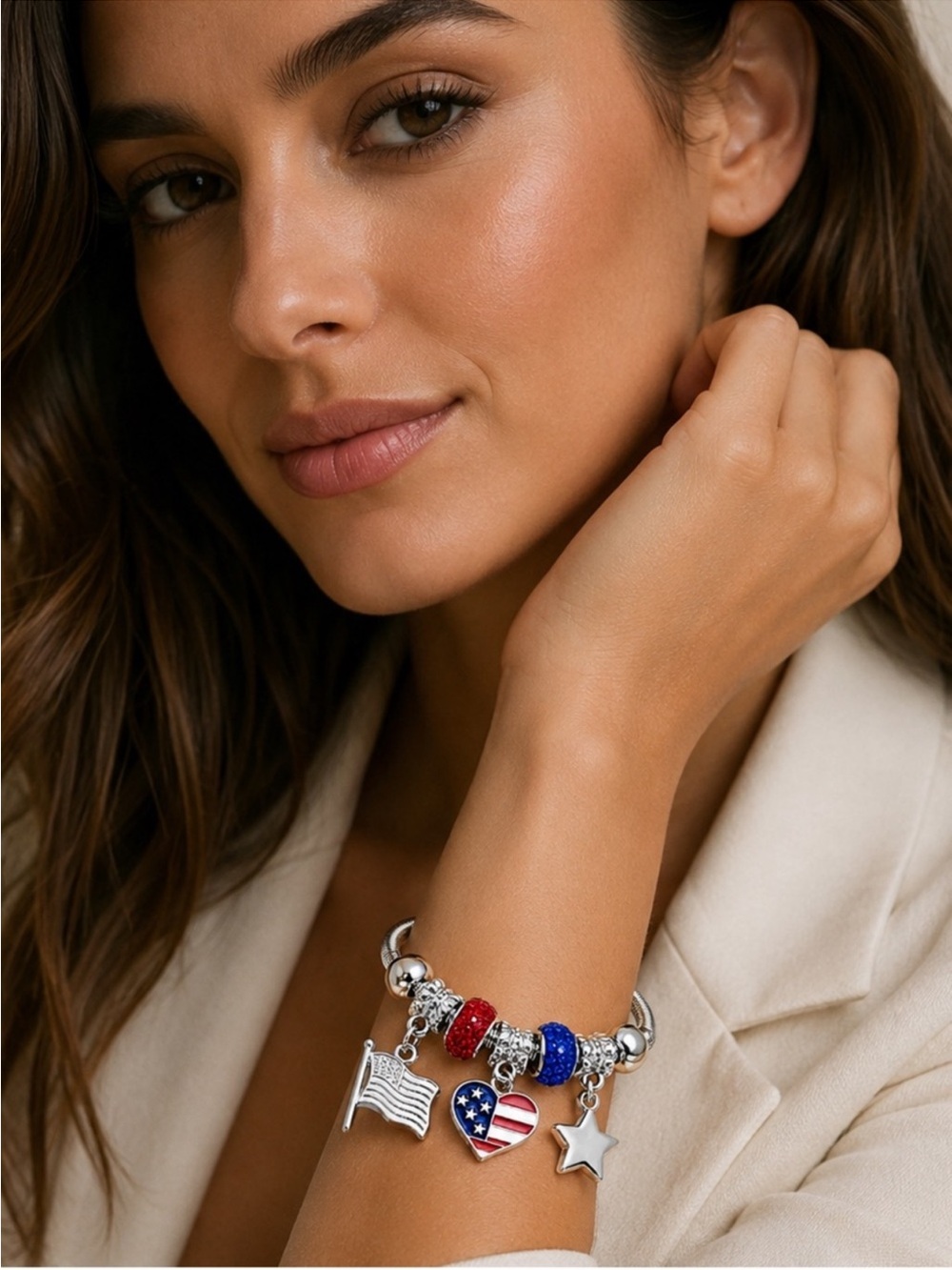 Patriotic Heart Charm Bracelets • Pick One - Picture 3 of 6